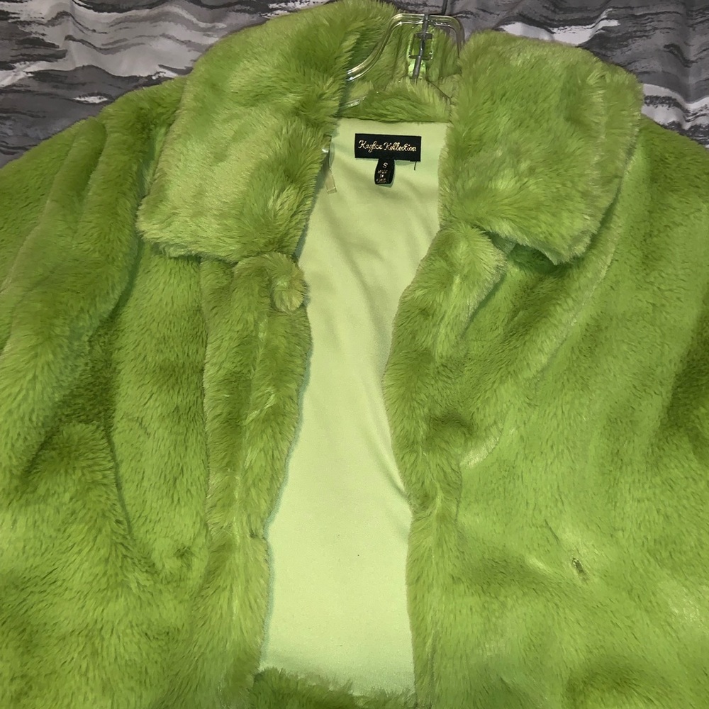 Green fur coat